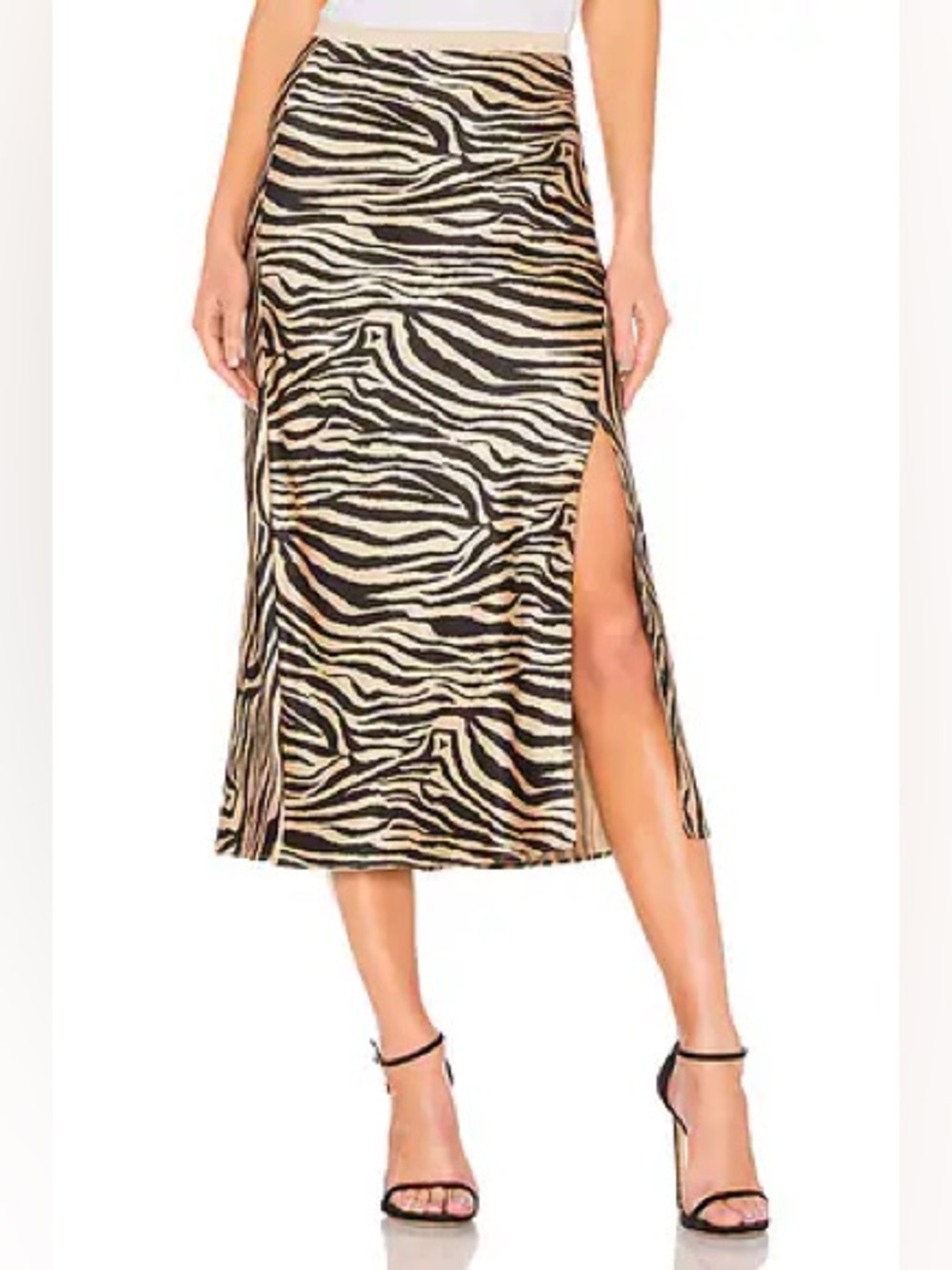 Anine Bing | Zebra Printed Silk MIDI Skirt